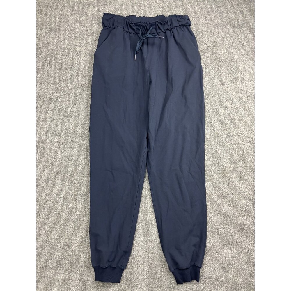 Lululemon Jogger Pants Womens 6 Blue Woven High Rise Cuffed Pockets Lounge Yoga
